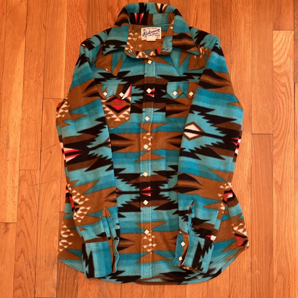 Rockmount Ranch Wear Women's Native Pattern Fleece Western Shirt in Turquoise,M